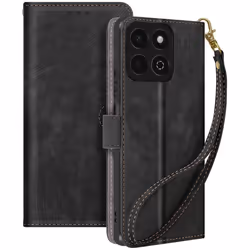 Housse pour Honor 200 Smart - AVIZAR - Effet Brossé - Portefeuille et Support - Noir