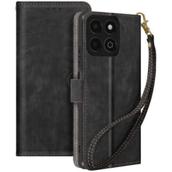 Housse pour Honor 200 Smart - AVIZAR - Effet Brossé - Portefeuille et Support - Noir