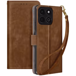 Housse pour Honor 200 Smart - AVIZAR - Effet Brossé - Portefeuille et Support - Marron