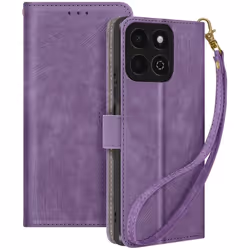 Housse pour Honor 200 Smart Effet Brossé Portefeuille et Support Violet