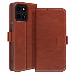 Étui pour Honor 200 - Smart Design - Vintage - Marron - Éco-cuir - Support vidéo