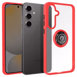 Coque Antichoc - Samsung - Galaxy S24 FE - Rouge - Bague Métallique - Support Vidéo