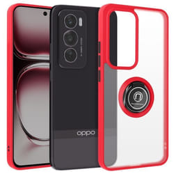 Coque pour Oppo Reno 12 Pro - MARQUE - Bague Métallique - Antichoc - Rouge - Support Vidéo