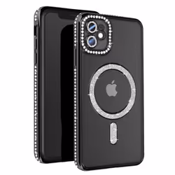 Coque Diamant pour iPhone 11 - AVIZAR - Contour Strass Noir - Rigide - Synthétique - Mixte