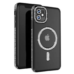 Coque Diamant pour iPhone 11 - AVIZAR - Contour Strass Noir - Rigide - Synthétique - Mixte