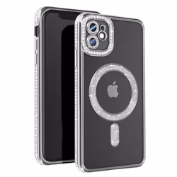 Coque Diamant pour iPhone 11 Protection MagSafe Contour Strass Argent