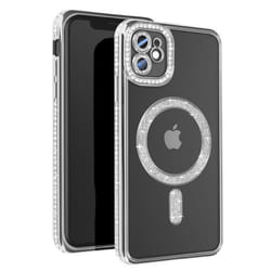 Coque Diamant pour iPhone 11 Protection MagSafe Contour Strass Argent