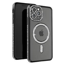 Coque Diamant pour iPhone 12 Pro Max - AVIZAR - Protection MagSafe - Contour Strass - Noir