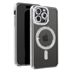 Coque Diamant pour iPhone 15 Pro Max - AVIZAR - Contour Strass Argent - Rigide - Synthétique - Mixte