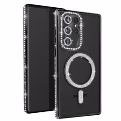 Coque - AVIZAR - Samsung Galaxy S22 Ultra - Rigide - Compatible MagSafe - Strass Noir