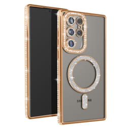 Coque - AVIZAR - Samsung Galaxy S24 Ultra - Rigide - Strass Dorée - Compatible MagSafe