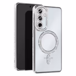 Coque Diamant pour Samsung Galaxy A55 MagSafe Contour Strass Argent