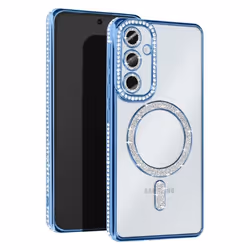 Coque Diamant pour Samsung Galaxy A35 MagSafe Contour Strass Bleu Clair