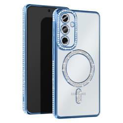 Coque Diamant pour Samsung Galaxy A35 MagSafe Contour Strass Bleu Clair