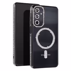 Coque Diamant pour Samsung Galaxy A25 MagSafe Contour Strass Noir - AVIZAR - Rigide - Synthétique - Mixte