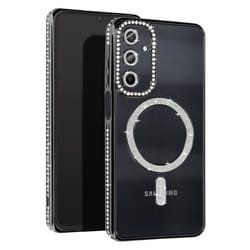 Coque Diamant pour Samsung Galaxy A25 MagSafe Contour Strass Noir - AVIZAR - Rigide - Synthétique - Mixte