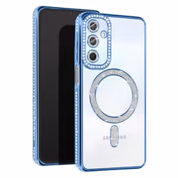 Coque Diamant pour Samsung Galaxy A25 MagSafe Contour Strass Bleu Clair