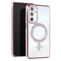 Coque Diamant pour Samsung Galaxy A25 MagSafe Contour Strass Rose Champagne