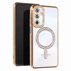 Coque Diamant pour Samsung Galaxy A25 - AVIZAR - Contour Strass Dorée - Rigide - Synthétique - Mixte