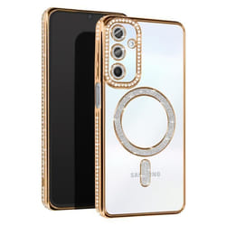 Coque Diamant pour Samsung Galaxy A25 - AVIZAR - Contour Strass Dorée - Rigide - Synthétique - Mixte