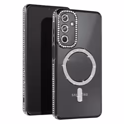 Coque Diamant pour Samsung Galaxy A15 MagSafe Contour Strass Noir - AVIZAR - Rigide - Synthétique - Mixte