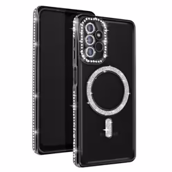 Coque - AVIZAR - Diamant - Samsung A13 5G et A04s - MagSafe - Strass Noir - Rigide