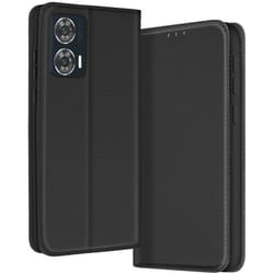 Étui pour Motorola Edge 50 Fusion - AVIZAR - Noir - Cuir vegan - Clapet porte-carte - Support