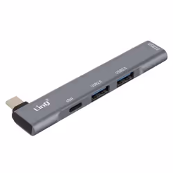 Hub USB C 4 en 1 - LinQ - Argent - Charge 60W - 3 Ports USB 3.0 - Compatible OTG