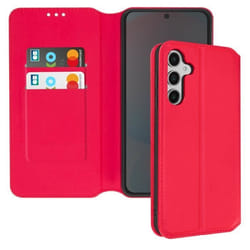 Étui pour Samsung Galaxy S24 FE - Rouge - Semi-rigide - Aimantée - Support Vidéo - Porte-cartes