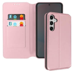 Étui pour Samsung Galaxy S24 FE - MARQUE - Clapet - Porte-cartes - Support Vidéo - Rose Champagne