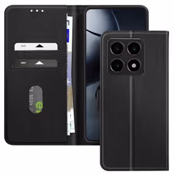 Étui pour Xiaomi 14T - AVIZAR - Clapet Portefeuille et Support Vidéo - Noir