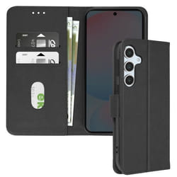 Étui pour Samsung Galaxy S24 FE - AVIZAR - Clapet Portefeuille - Support Vidéo - Noir - Semi-rigide