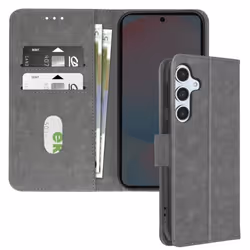 Étui pour Samsung Galaxy S24 FE - AVIZAR - Clapet Portefeuille - Support Vidéo - Gris - Synthétique