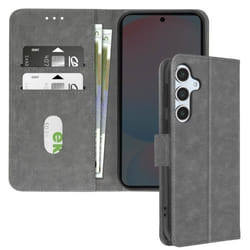 Étui pour Samsung Galaxy S24 FE - AVIZAR - Clapet Portefeuille - Support Vidéo - Gris - Synthétique