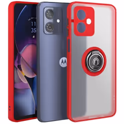 Coque Antichoc - Motorola - Moto G54 - Rouge - Bague Métallique - Support Vidéo