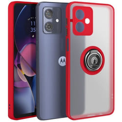 Coque Antichoc - Motorola - Moto G54 - Rouge - Bague Métallique - Support Vidéo