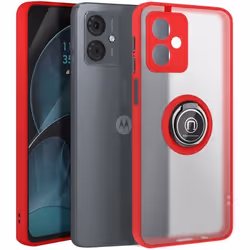 Coque Antichoc - Motorola - Moto G14 - Rouge - Bague Métallique - Support Vidéo