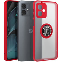 Coque Antichoc - Motorola - Moto G14 - Rouge - Bague Métallique - Support Vidéo