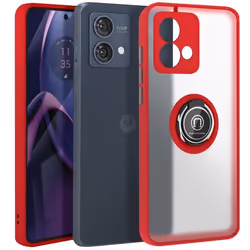 Coque Antichoc - Motorola - Moto G84 - Rouge - Bague Métallique - Support Vidéo