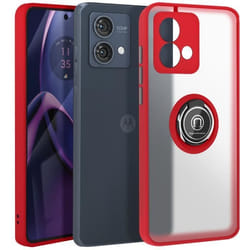 Coque Antichoc - Motorola - Moto G84 - Rouge - Bague Métallique - Support Vidéo