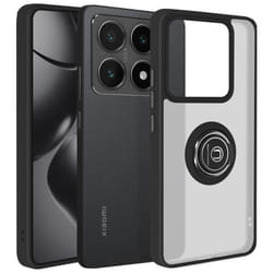 Coque pour Xiaomi 14T - Antichoc - Bague Métallique - Support Vidéo - Noir - Rigide
