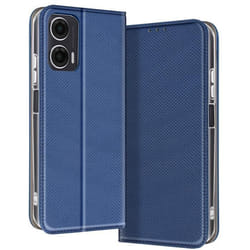 Étui pour Motorola Moto G35 - MARQUE - Clapet - Cuir Vegan - Support Vidéo - Bleu Nuit