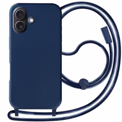 Coque - Corda - iPhone 16 Plus - Semi Rigide - Soft Touch - Cordon Ajustable Bleu