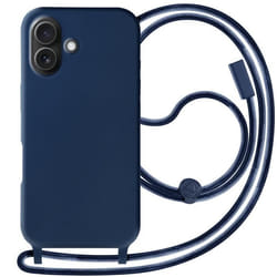 Coque - Corda - iPhone 16 Plus - Semi Rigide - Soft Touch - Cordon Ajustable Bleu