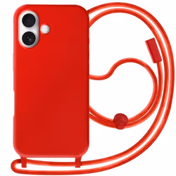 Coque - Corda - iPhone 16 Plus - Rouge - Semi-rigide - Cordon ajustable