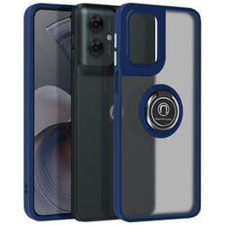 Coque Antichoc - Motorola - Moto G55 - Bague Métallique - Support Vidéo - Bleu Nuit