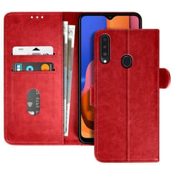 Étui pour Samsung Galaxy A20s - Chesterfield - Rouge - Portefeuille - Support Vidéo - Languette Magnétique