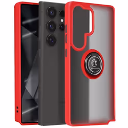 Coque Antichoc - Samsung - Galaxy S25 Ultra - Rouge - Bague Métallique - Support Vidéo