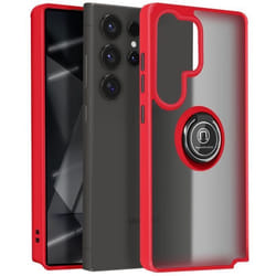 Coque Antichoc - Samsung - Galaxy S25 Ultra - Rouge - Bague Métallique - Support Vidéo