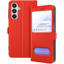 Étui pour Samsung Galaxy A16 - MARQUE - Modèle - Fenêtre - Support Vidéo - Rouge